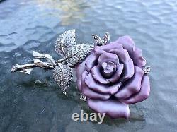 Joan Rivers Elegance in Bloom Mauve Pink Rose With Swarovski Crystals- RARE 90g