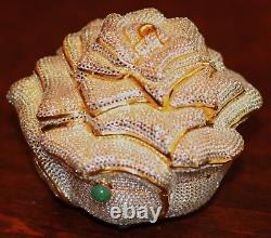 Judith Leiber Swarovski Crystal Exquisite Rare White Rose Bag Minaudiere Clutch