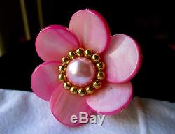 KATE SPADE NY PINK RARE GARDEN PARTY SHELL MOTHER OF PEARL PETALS RING 8 rose