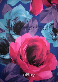 Karen Millen Blue & Pink Roses V Back Rare Dress 12 Bnwt