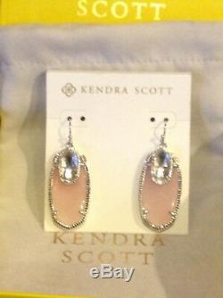 Kendra Scott Emmy Rose Quartz & Crystal Clear Dangle Earrings Rare & Gorgeous