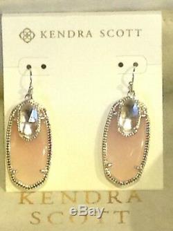 Kendra Scott Emmy Rose Quartz & Crystal Clear Dangle Earrings Rare & Gorgeous