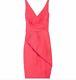 Lela Rose Dress Pink Orange Draped Silk Gingham Tulle Organza Sheath Rare