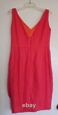 LELA ROSE Dress Pink Orange Draped Silk Gingham Tulle Organza Sheath RARE
