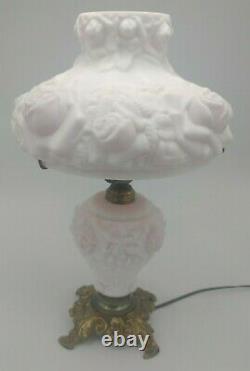 LG Wright Puffy Rose Lamp Pink White Cased Rare