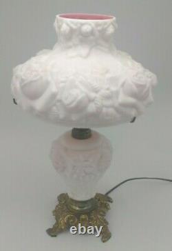 LG Wright Puffy Rose Lamp Pink White Cased Rare