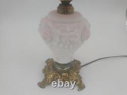 LG Wright Puffy Rose Lamp Pink White Cased Rare Glows pink when in use