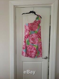Lilly Pulitzer Pink First Impression Chloe Dress Rose Bow One Shoulder rare htf