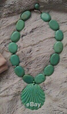 Lola rose original stunning Shell necklace turquoise Rare large statement piece