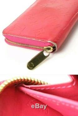 Louis Vuitton Pink Wallet Vernis Zippy Long Wallet Pink Rose Pop LV Rare Auth