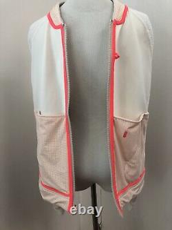 Lululemon Neoprene Var-City Bomber Jacket White Pink Sz 8 Rose Gold Zip RARE FS