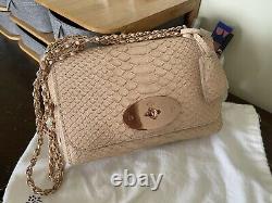 MULBERRY Lily Plaster Pink Snake Print Leather Rose Gold Bag Small AS NEW RARE