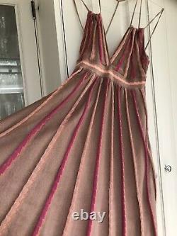 M Missoni rare, Valentino Midi Dress Sz 12-14 Taupe & Deep Pink& rose gold