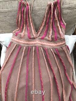 M Missoni rare, Valentino Midi Dress Sz 12-14 Taupe & Deep Pink& rose gold