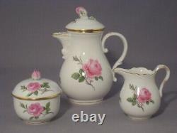 Meissen Pink Rose Coffee Set For 6Rare+Mint Condition