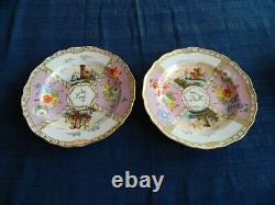 Meissen Porcelain RARE People Floral (2) 7 3/4 Cabinet Plates X Swords 4-1