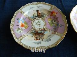 Meissen Porcelain RARE People Floral (2) 7 3/4 Cabinet Plates X Swords 4-1