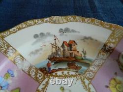 Meissen Porcelain RARE People Floral (2) 7 3/4 Cabinet Plates X Swords 4-1