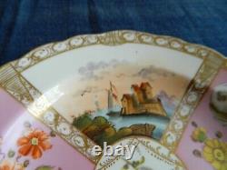 Meissen Porcelain RARE People Floral (2) 7 3/4 Cabinet Plates X Swords 4-1