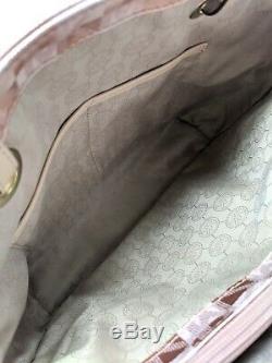 Michael Kors MK Bag Metallic Rose Gold Checkerboard E/W Jet Set Tote Rare LTDED