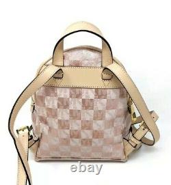 Michael Kors Pink Bag XS Rhea Signature Rose Gold Checkerboard Backpack Set Rare