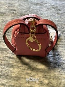 Michael Kors Rhea Leather Backpack Charm Key Coin FOB Misty Rose Gold Rare NWT