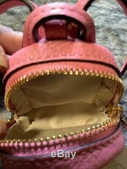 Michael Kors Rhea Leather Backpack Charm Key Coin FOB Misty Rose Gold Rare NWT