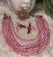 Miriam Haskell Rare Book Piece Pink Rose Glass Necklace Brooch Earring Set! Mint
