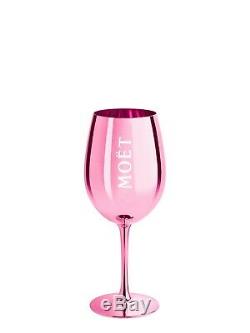 Moet & Chandon Champagne Glass 6 PCS Rose Pink Metallic Goblet Flute RARE