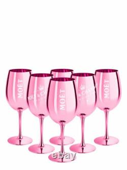 Moet Chandon Rose Pink Glass Goblets Champagne Glass Flutes X 2 Rare New Style