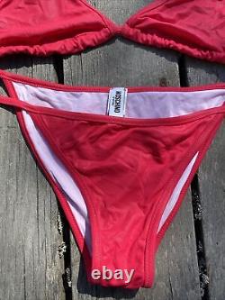Moschino Hot Pink Rose Embellishment Bikini Swimsuit Rare Italy LG EURO Sailboat