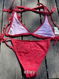 Moschino Hot Pink Rose Embellishment Bikini Swimsuit Rare Italy LG EURO Sailboat