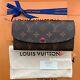 New Auth Louis Vuitton Emilie Long Wallet Monogram Fuchsia Gift Set Rare