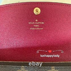 NEW AUTH LOUIS VUITTON Emilie Long Wallet Monogram Fuchsia GIFT SET RARE