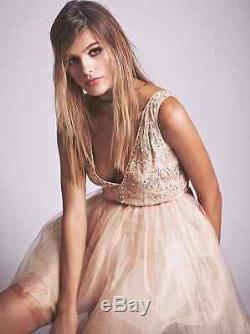 NEW Free People Deja Vu Embellished Mini Dress Rose Gold Tulle RARE! Retail $300