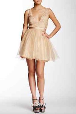 NEW Free People Deja Vu Embellished Mini Dress Rose Gold Tulle RARE! Retail $300