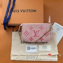 NEW LOUIS VUITTON Mini Pochette Chain Wallet Monogram Pink By The Pool RARE