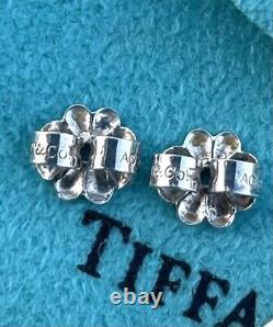 NEW RARE Tiffany & Co. Rose Quartz Gemstone Stud Earrings Silver butterfly Backs