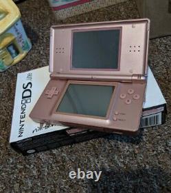 NINTENDOGS-Nintendo DS Lite Metallic Rose Pink boxed +5 Games +Charger +Bag RARE