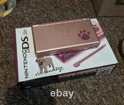 NINTENDOGS-Nintendo DS Lite Metallic Rose Pink boxed +5 Games +Charger +Bag RARE