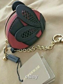 NWT BURBERRY Rose Pink LADYBUG leather Key Chain/Coin Purse -RARE FIND