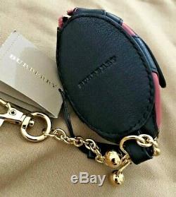 NWT BURBERRY Rose Pink LADYBUG leather Key Chain/Coin Purse -RARE FIND