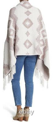 NWT! Barefoot Dreams Anthropologie Mosaic Poncho Wrap Sweater Faded Rose Rare