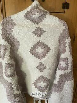 NWT! Barefoot Dreams Anthropologie Mosaic Poncho Wrap Sweater Faded Rose Rare
