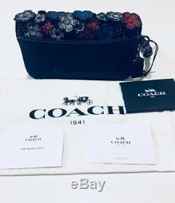 NWT Coach 1941 Tea Rose Leather Wristlet Clutch 58181 Black Pink SOLD OUT RARE