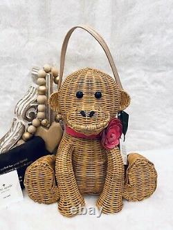 NWT Kate Spade Wicker Monkey Bag Rambling Roses Collection RARE Novelty