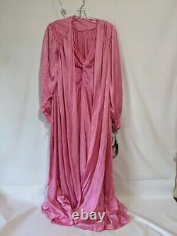 NWT! Rare VINTAGE OLGA Peignoir Set Rose Nightgown Robe Full Sweep Size L/XL