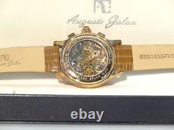 New Auguste Galan Skeletal Chronograph Rose G. Decorated Both Sides 1 / 3 RARE
