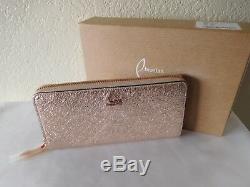 New Christian Louboutin RARE Rose/Gold Panettone Zip Around Wallet -In Box