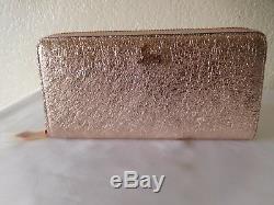 New Christian Louboutin RARE Rose/Gold Panettone Zip Around Wallet -In Box